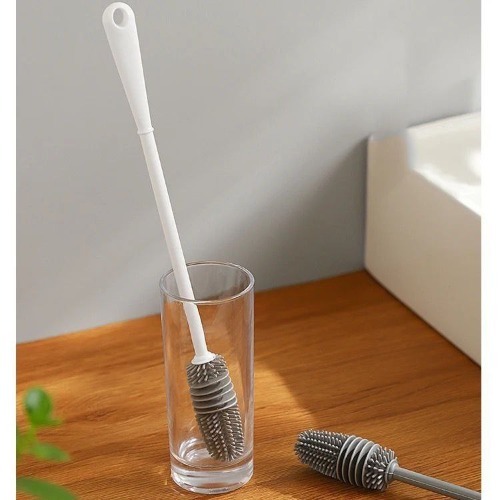 Silicone Cup Brush - Plastic And Silicone, 31x3x3 Cm, Available In Various Colors | Oval Shape, Dishwasher Safe, Versatile For Glasses And Bottles