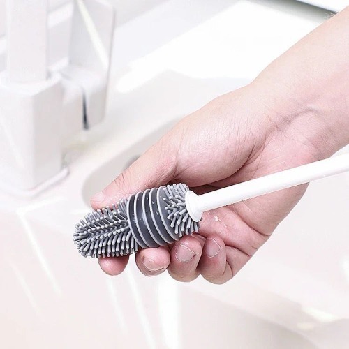 Silicone Cup Brush - Plastic And Silicone, 31x3x3 Cm, Available In Various Colors | Oval Shape, Dishwasher Safe, Versatile For Glasses And Bottles