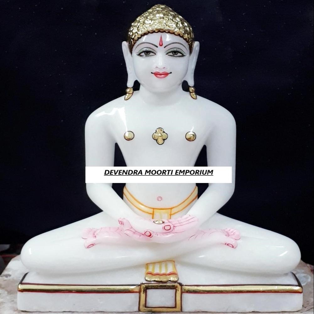 Marble Adinath Bhagwan Jain Statue - Color: Multicolour
