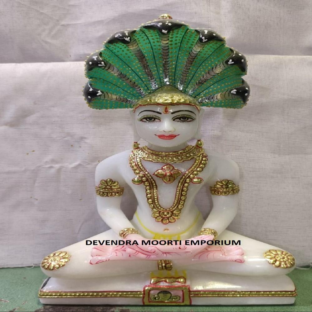 Marble Parshwanath Bhagwan Statues In Makrana White Marble - Color: Multicolour