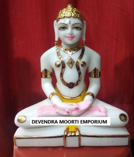 Marble Shantinath Bhagwan God Statue - Color: Multicolour
