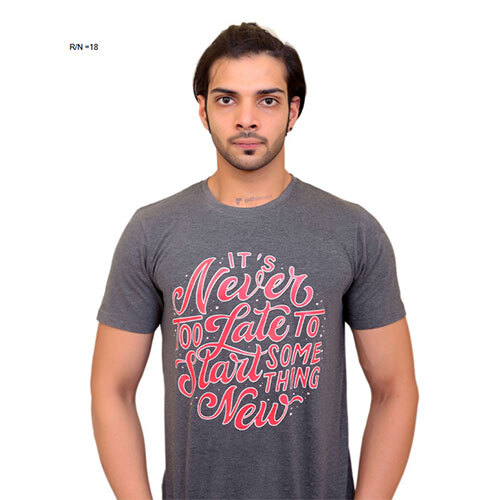 Grey Graphic Print Round Neck T-shirt