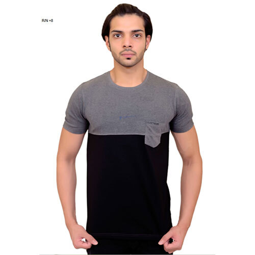 Grey and Black Round Neck T-shirt