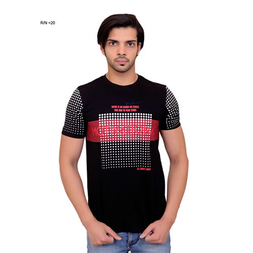 Black Printed Round Neck T-shirt