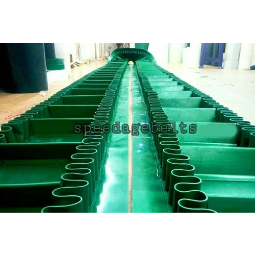 Side Wall Cleats Belt Conveyor - Color: Green Or White