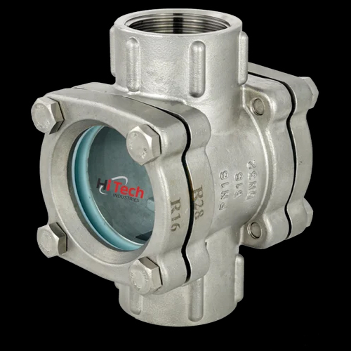 15 To 300 Mm Screw End Double Window Type Sight Glass Flow Indicator - Color: Silver