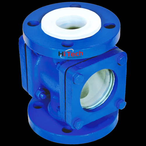 Ms Ptfe Lined Double Window Sight Glass Flow Indicator - Color: Blue