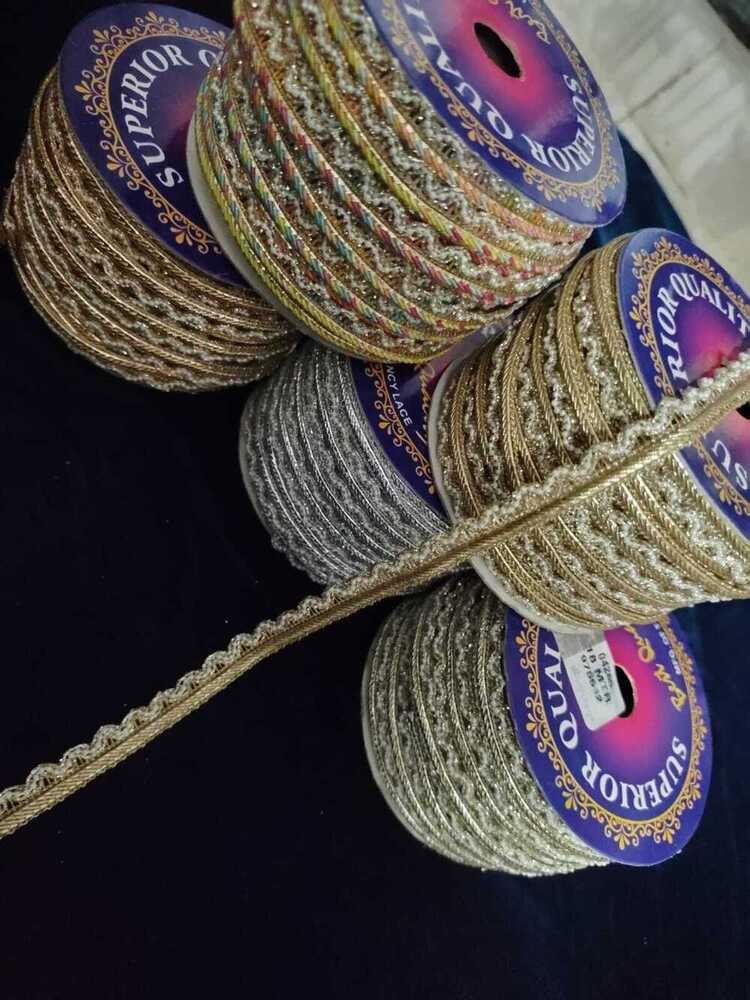 Border Moti Lace - 1 Inch | Golden Cut Work, Fancy Lace, Decorative Handwork, Length: 18 Meters, One Sided Design, Suitable For Female Use