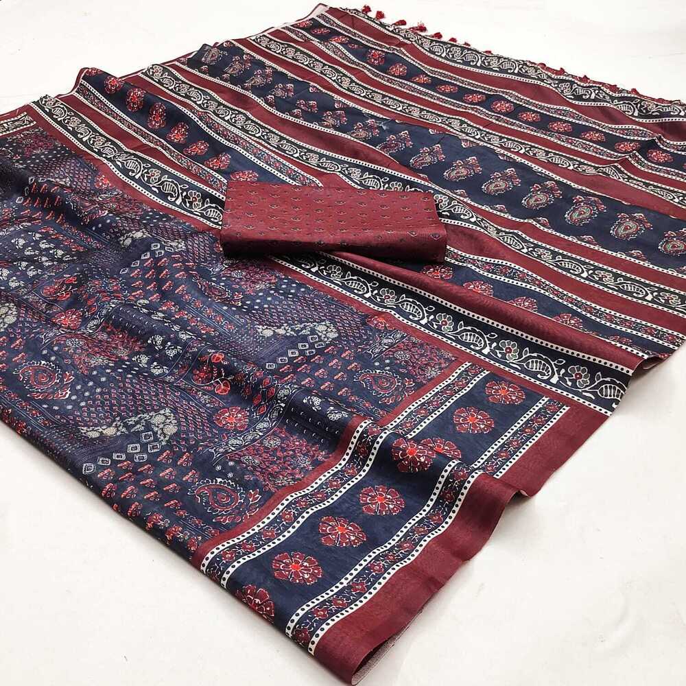 Printed Silk Saree - Silk Material, Multicolor Design | Skin Friendly, Washable, Ideal For Daily Wear, Printed Pattern