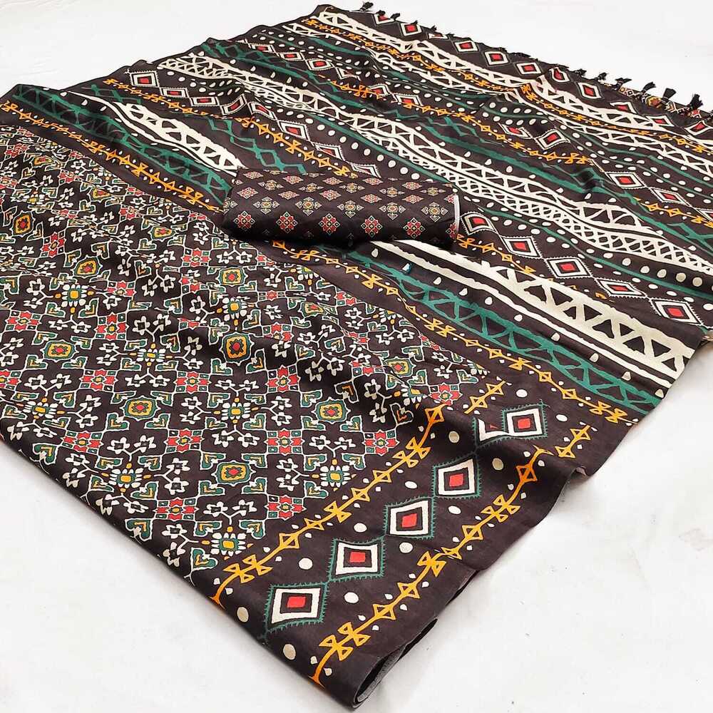 Printed Silk Saree - Silk Material, Multicolor Design | Skin Friendly, Washable, Ideal For Daily Wear, Printed Pattern
