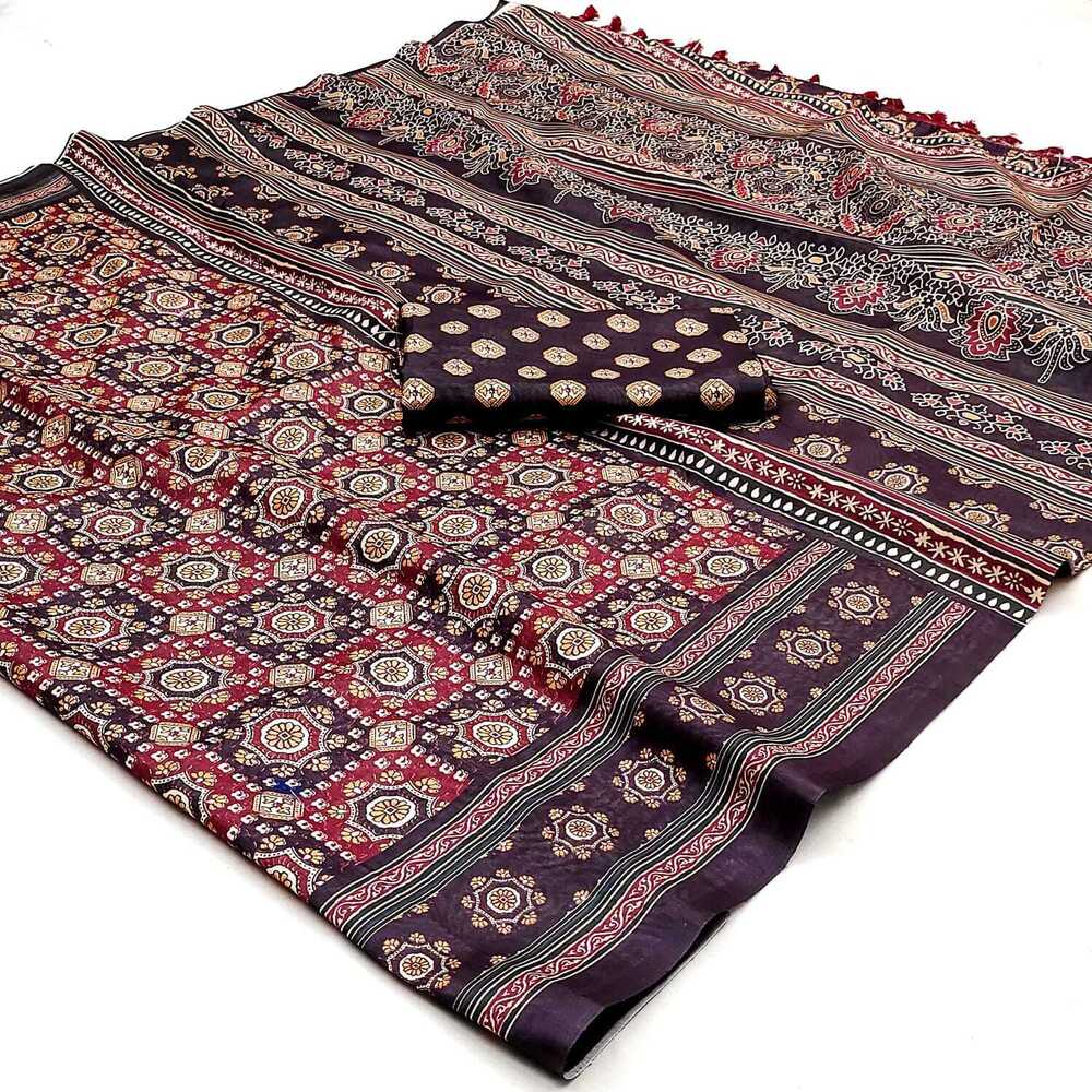 Printed Silk Saree - Silk Material, Multicolor Design | Skin Friendly, Washable, Ideal For Daily Wear, Printed Pattern
