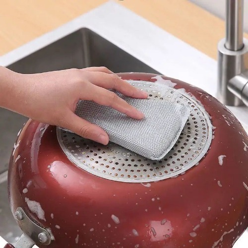 Steel Wire Scrubber - Stainless Steel, 15l X 10w X 10th Cm, Silver Color | Non-scratch, Durable, Rectangular Design For Tough Cleaning Tasks