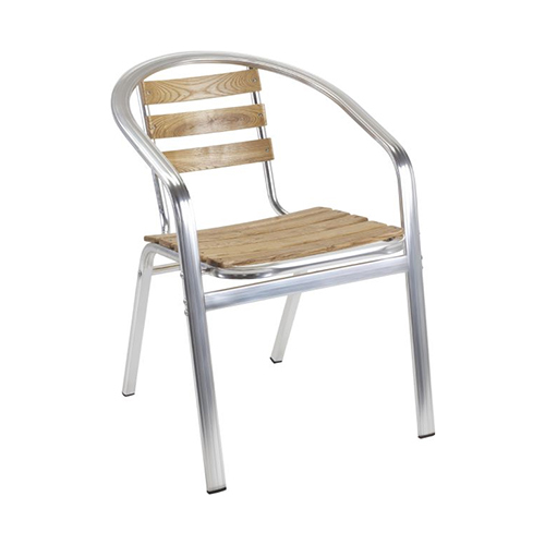 Dmc 099 Outdoor Aluminium  Chair With Wooden Strips - Color: Silver
