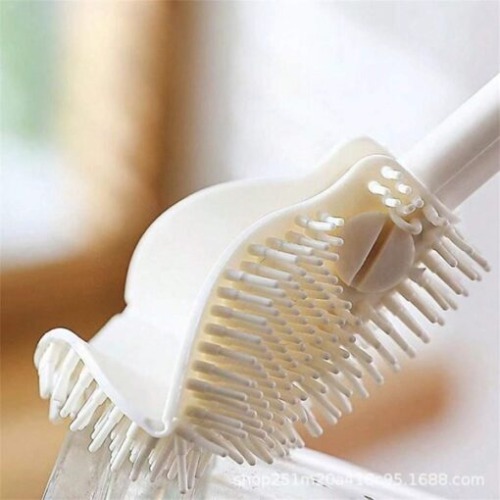 Feather Bottle Cleaning Brush - Plastic, 12l X 9w X 11h Cm, White - Long Handle, Rotatable, Flexible Bristles For Easy Bottle Cleaning