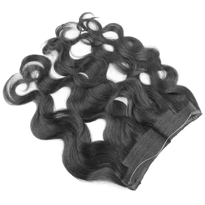 Body Wave Halo Hair Extension Real Human Hair 22inch Single Peice Volumizer