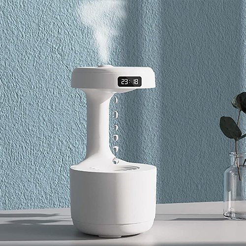 Anti Gravity Room Humidifier With Clock - Color: White