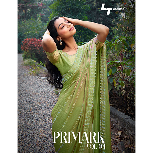 406 Ladies Printed Chiffon Green Saree