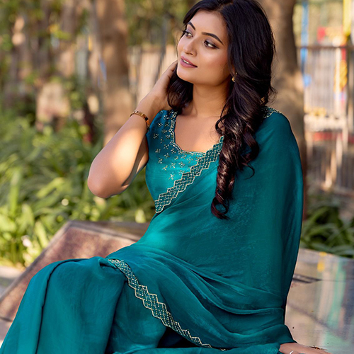 1401 Ladies Georgette Blue Saree