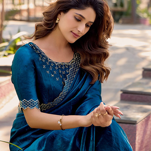 1406 Ladies Georgette Saree With Siroski Diamond Work
