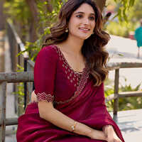 1402 Ladies Chiffon Magenta Saree