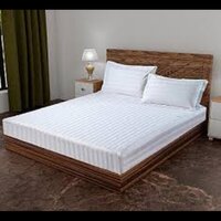 Hotel White Stripes Glace Cotton Bedsheet - Feature: Washable
