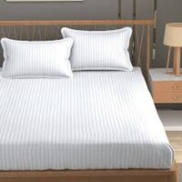 HOTEL WHITE STRIPES GLACE COTTON BEDSHEET