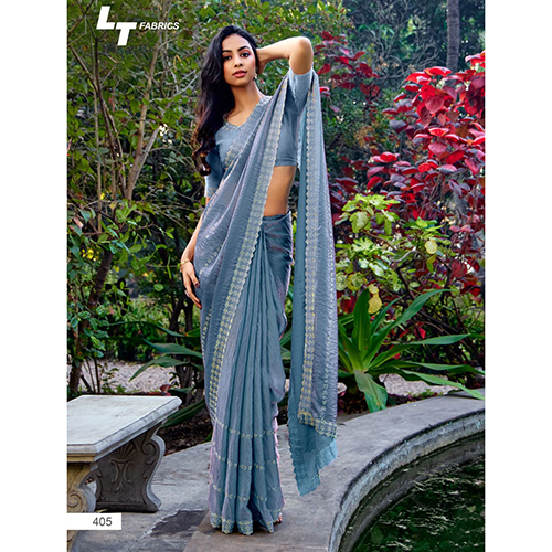 405 Primark Vol 4 Malai Silk Saree With Swarovski Work - Feature: Washable