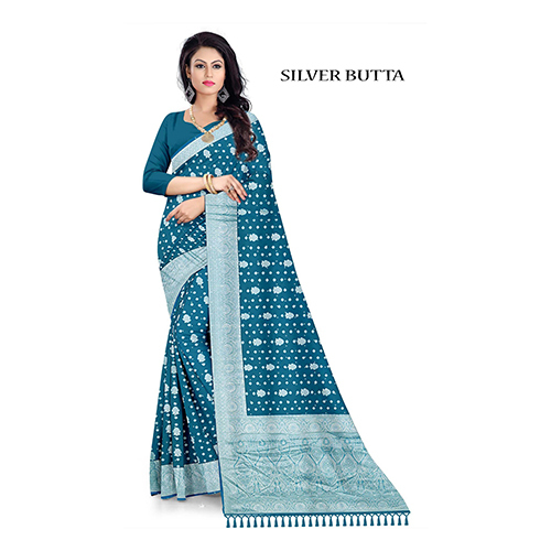 Ladies Designer Silver Butta Saree