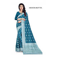 Ladies Designer Silver Butta Saree