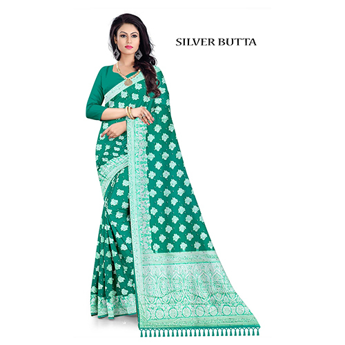 Ladies Designer Silver Butta Saree