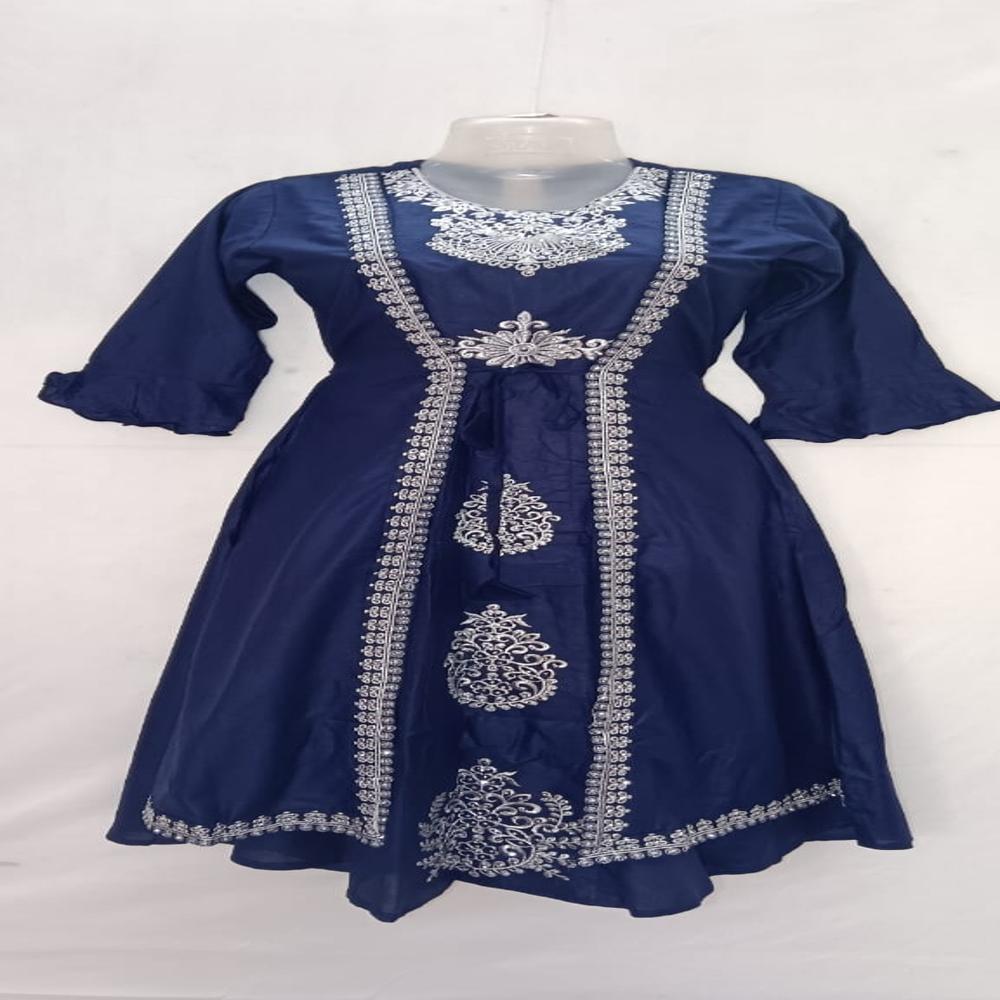 Women Rayon Gown Kurta  (dark Blue) - Color: Blue