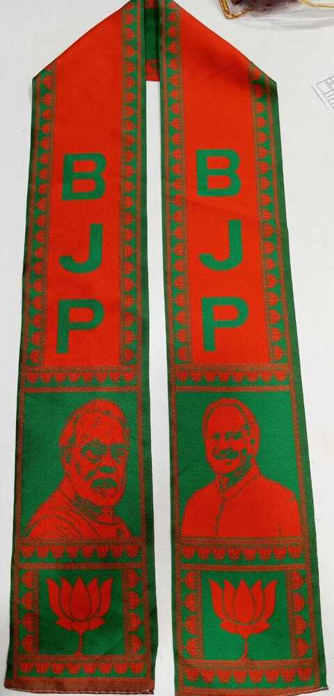 Bjp Polyester Jacquard Patka - High-quality Polyester, Custom Sizes Available | Intricate Embroidery, Personalized Name Initials Option