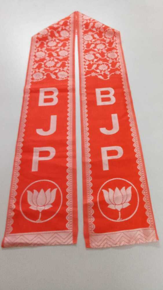 Bjp Polyester Jacquard Patka - High-quality Polyester, Custom Sizes Available | Intricate Embroidery, Personalized Name Initials Option