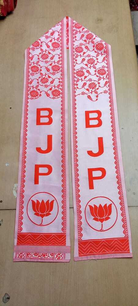Bjp Polyester Jacquard Patka - High-quality Polyester, Custom Sizes Available | Intricate Embroidery, Personalized Name Initials Option