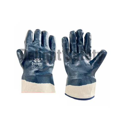 Delight MNFJ35-B Full Nitrile Dipped Hand Gloves with Canvas Cuff