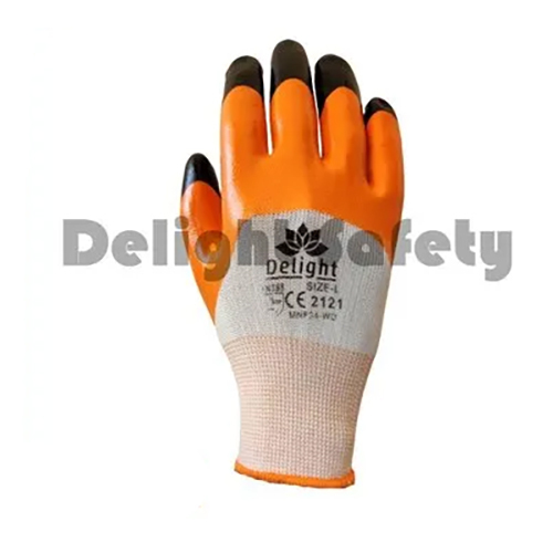 Delight MNF34-WO Orange Black Nitrile Coating Hand Gloves