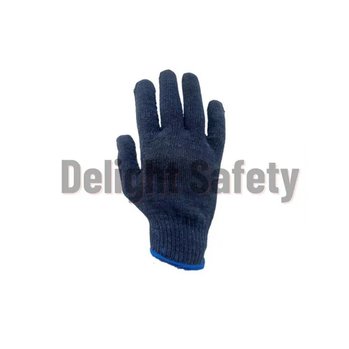 10 Gauge Cotton Knitted Hand Gloves Blue