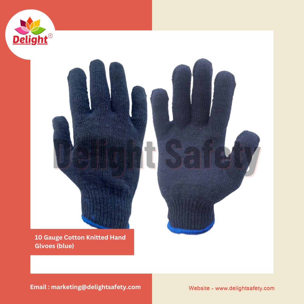  Delight 7 Gauge Cotton Knitted Hand Gloves (Blue)