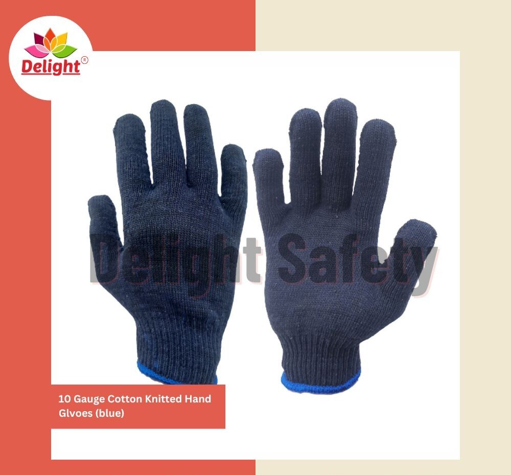 Delight 7 Gauge Cotton Knitted Hand Gloves (Blue)
