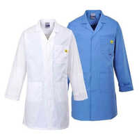 Esd Apron Lab Coat - Polyester, Large Size, Blue And White Color, Full Sleeves | Unisex Design, Lightweight And Breathable For Summer Use