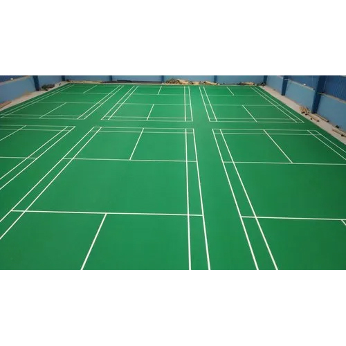 Badminton Court Services - Synthetic Material, 4-8 Millimeters Thick, Matte Green Surface, Non-Slip Features, Rectangular Design