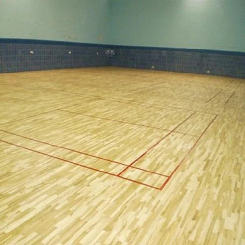Badminton Court Wooden Flooring - Teak & Maple Wood, 75mm - 85mm Thickness, Classic Brown Color - Matte Surface, Anti-Slip Feature
