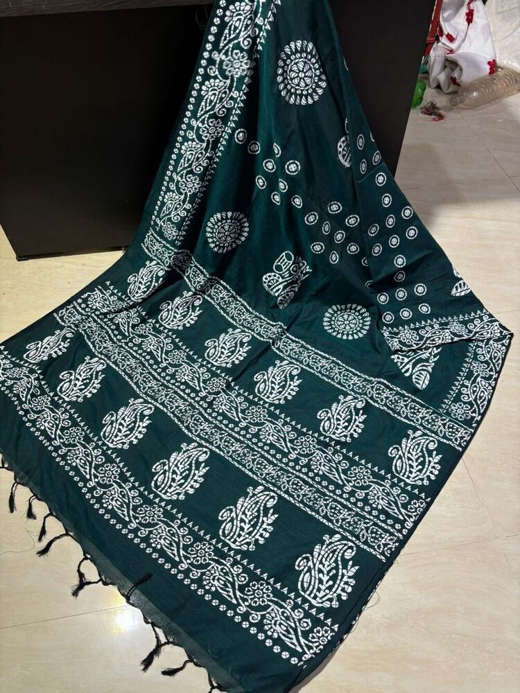 Cotton Khadi Batik Printed Sarees