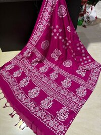 Cotton Khadi Batik Printed Sarees