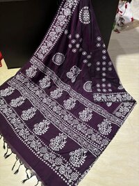 Cotton Khadi Batik Printed Sarees
