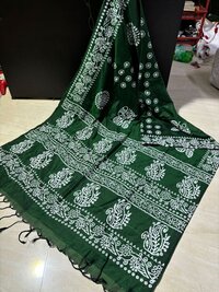 Cotton Khadi Batik Printed Sarees