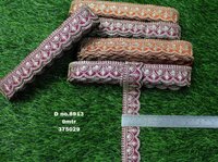 Sequence & Embroidery Lace - 1.5 Inch Wide, Orange & Maroon Color | Cut Work Design, Fancy Lace With Sequins, 9 Mtr Length