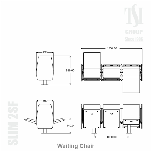 Double-Side Fold-Up Floor-Mounted Waiting Chair
