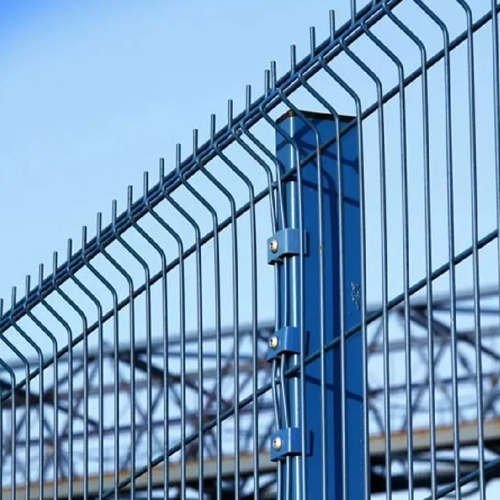 Powder Coated Weld Mesh - Galvanised Iron, Rectangle Hole, Blue Color, Black Powder Surface Treatment - Plate Mesh Style for Fencing Applications
