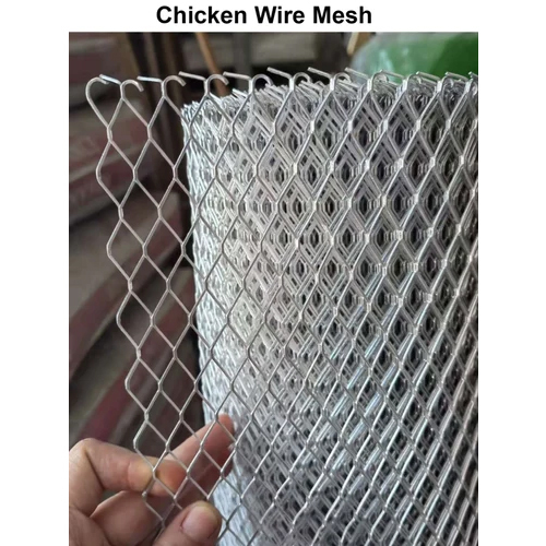 Chicken Wire Mesh - Galvanised Iron, 10 Meters Length, 22 mm Dimensions, Silver Color, 0.55 mm Wire Diameter, Hot Rolled Surface Treatment